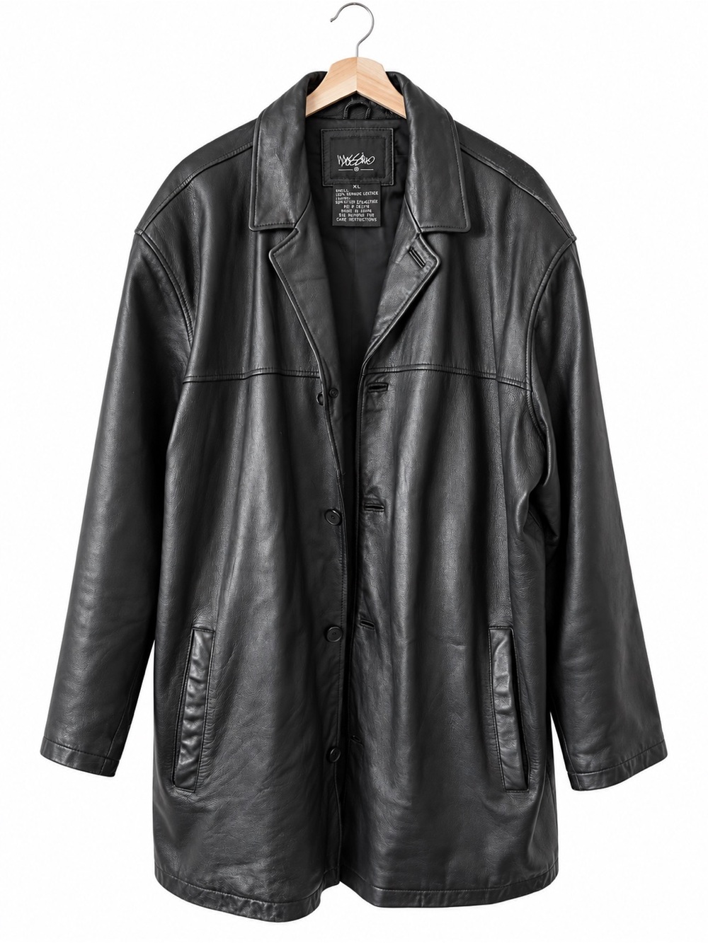 Mossimo Men's Black Leather Button-Front Coat